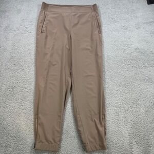 Athleta Women 10 Tan Brooklyn High Rise Jogger Pants Zip Ankle Casual Athleisure